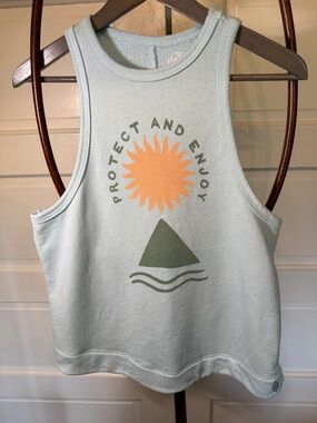 Free People Movement Crop Tank XS Blue Graphic Sweatshirt Tank